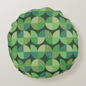 ミッドセンチュリージオメトリグリーンティール(緑がかった色)パターン ラウンドクッション (裏面)