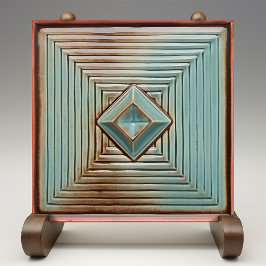 ミッドセンチュリージオメトリックエレガンス自然ティール（緑がかった色） タイル