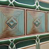 ミッドセンチュリージオメトリックエレガンス自然ティール(緑がかった色) タイル