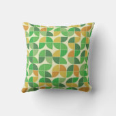 ミッドセンチュリージオメトリックグリーンオレンジパターンイエロー クッション (裏面)