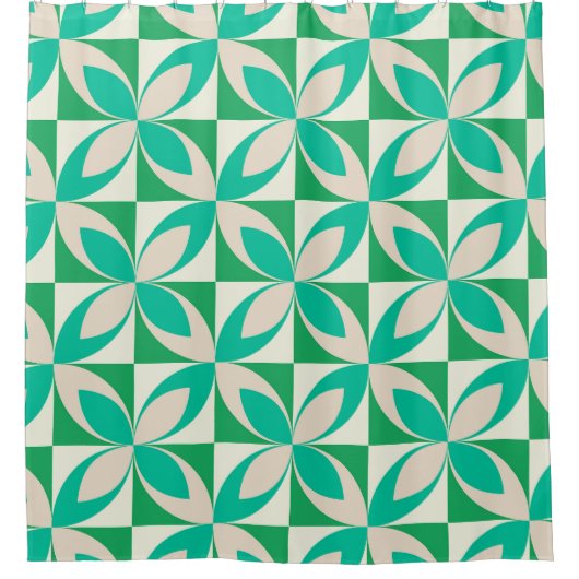 ミッドセンチュリージオメトリックシェイプの正方形のミントグリーン シャワーカーテン (正面)