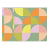 ミッドセンチュリージオメトリックデザイングリーンイエローピンク テーブルクロス (正面(横))