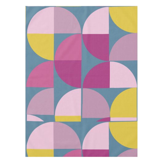 ミッドセンチュリージオメトリックデザイン紫イエローブルー テーブルクロス (正面)