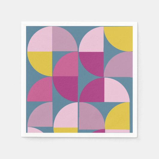 ミッドセンチュリージオメトリックデザイン スタンダードカクテルナプキン (正面)