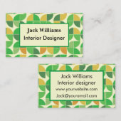 ミッドセンチュリージオメトリックフローラグリーンカスタム 名刺 (正面/裏面)