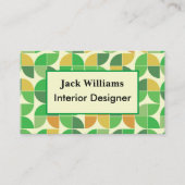 ミッドセンチュリージオメトリックフローラグリーンカスタム 名刺 (正面)