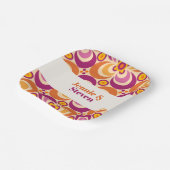 ミッドセンチュリージオメトリックフローラ紫オレンジ ペーパープレート (傾斜あり)