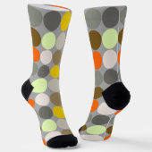 ミッドセンチュリージャイアントドット、グレー、金ゴールド、オレンジ ソックス (傾斜あり)