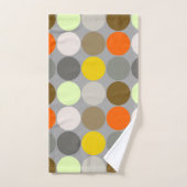 ミッドセンチュリージャイアントドット、グレー、金ゴールド、オレンジ バスタオルセット (ハンドタオル)