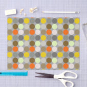 ミッドセンチュリージャイアントドット、グレー、金ゴールド、オレンジ 薄葉紙 (クラフト)