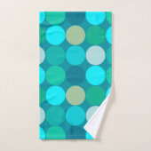 ミッドセンチュリージャイアントドット、ターコイズ、アクア&ベージュ バスタオルセット (ハンドタオル)