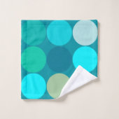 ミッドセンチュリージャイアントドット、ターコイズ、アクア&ベージュ バスタオルセット (ウォッシュタオル)