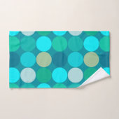 ミッドセンチュリージャイアントドット、ターコイズ、アクア&ベージュ バスタオルセット (ハンドタオル)