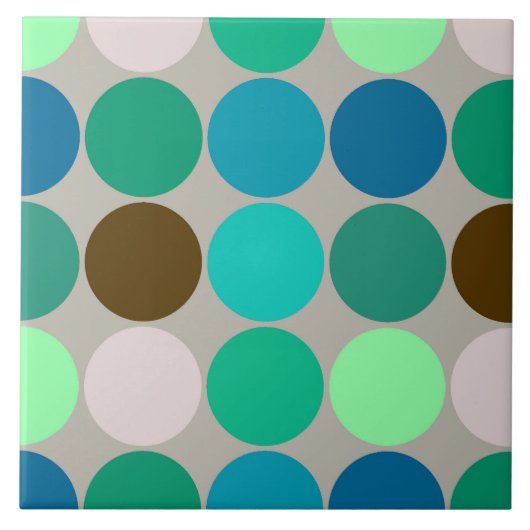 ミッドセンチュリージャイアントドット、ターコイズ、グレー タイル (正面)