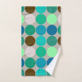 ミッドセンチュリージャイアントドット、ターコイズ、グレー バスタオルセット (ハンドタオル)