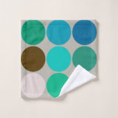 ミッドセンチュリージャイアントドット、ターコイズ、グレー バスタオルセット (ウォッシュタオル)