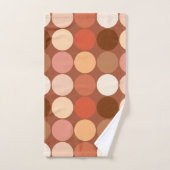 ミッドセンチュリージャイアントドット、チョコレートブラウン、タン バスタオルセット (ハンドタオル)