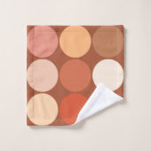 ミッドセンチュリージャイアントドット、チョコレートブラウン、タン バスタオルセット (ウォッシュタオル)