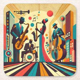 ミッドセンチュリージャズエイジカルテット スクエアペーパーコースター