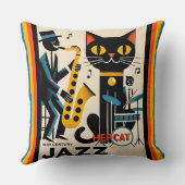 ミッドセンチュリージャズエイジヘルキャットブラックキャット クッション (裏面)