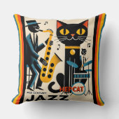 ミッドセンチュリージャズエイジヘルキャットブラックキャット クッション (正面)