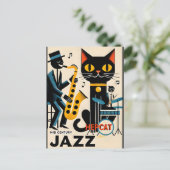ミッドセンチュリージャズエイジヘルキャットブラックキャット ポストカード (スタンド正面)