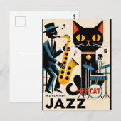 ミッドセンチュリージャズエイジヘルキャットブラックキャット ポストカード (正面/裏面)