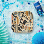 ミッドセンチュリージャズエイジミニマリストアートサクソフォン ペーパープレート (パーティー)