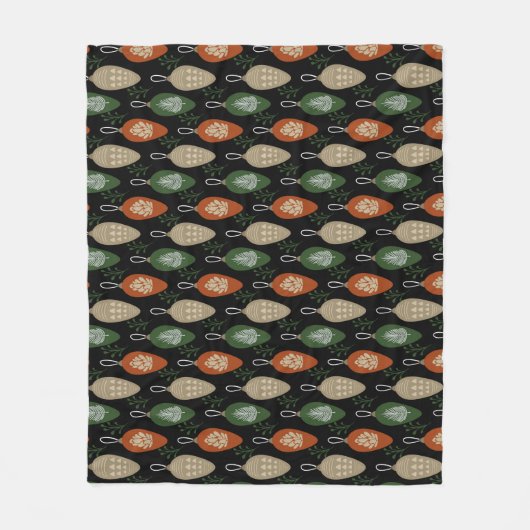 ミッドセンチュリースカンジナビアオーナメント フリースブランケット (正面)