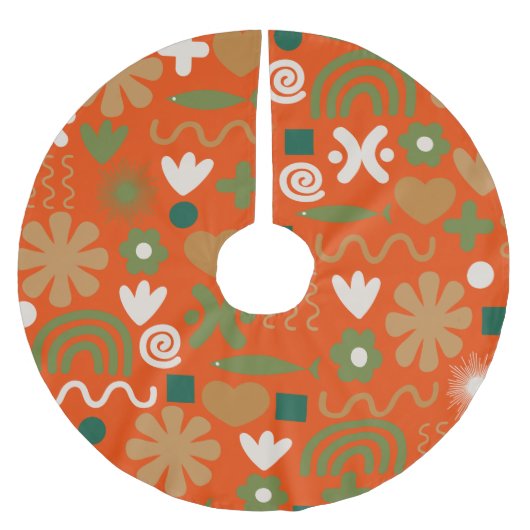 ミッドセンチュリースカンジナビアレトロクリスマスパターン ブラッシュドポリエステルツリースカート (正面)