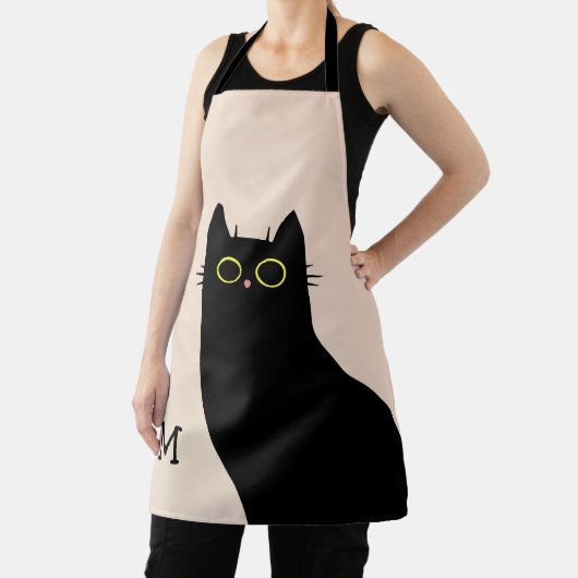 ミッドセンチュリースタイルのかわいい黒猫 エプロン (インサイチュ)