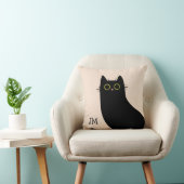 ミッドセンチュリースタイルのかわいい黒猫 クッション (椅子)