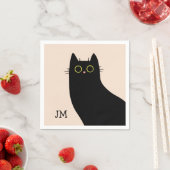 ミッドセンチュリースタイルのかわいい黒猫 スタンダードカクテルナプキン (インサイチュ)