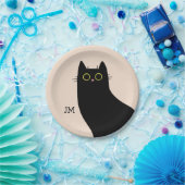 ミッドセンチュリースタイルのかわいい黒猫 ペーパープレート (パーティー)