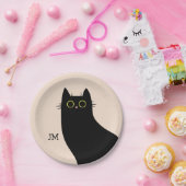 ミッドセンチュリースタイルのかわいい黒猫 ペーパープレート (パーティー)