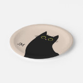 ミッドセンチュリースタイルのかわいい黒猫 ペーパープレート (アングル)
