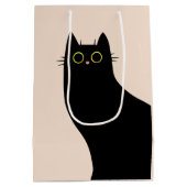 ミッドセンチュリースタイルのかわいい黒猫 ミディアムペーパーバッグ (裏面)