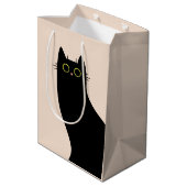 ミッドセンチュリースタイルのかわいい黒猫 ミディアムペーパーバッグ (裏面アングル)