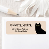 ミッドセンチュリースタイルのかわいい黒猫 ラベル (インサイチュ)