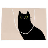 ミッドセンチュリースタイルのかわいい黒猫 ラージペーパーバッグ (裏面)