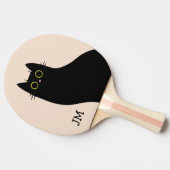 ミッドセンチュリースタイルのかわいい黒猫 卓球ラケット (横)