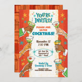 ミッドセンチュリースタイルカクテルパーティの招待状 招待状 (正面/裏面)