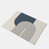 ミッドセンチュリースタイルラインアートとダークブルーアーチ ドアマット (アングル)