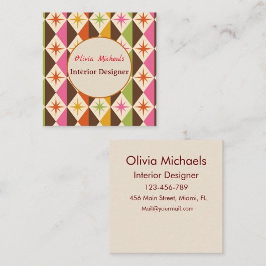 ミッドセンチュリースターズオンハーレクインダイアモンドカスタムズ スクエア名刺 (正面/裏面)