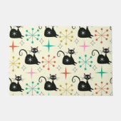 ミッドセンチュリースターバストと黒原猫 ドアマット (正面)