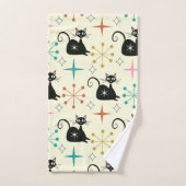 ミッドセンチュリースターバストと黒原猫 バスタオルセット (ハンドタオル)