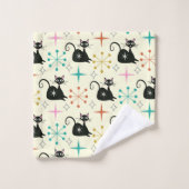 ミッドセンチュリースターバストと黒原猫 バスタオルセット (ウォッシュタオル)