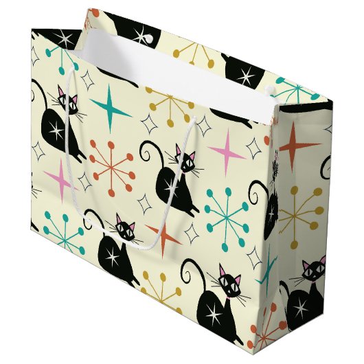 ミッドセンチュリースターバストと黒原猫 ラージペーパーバッグ (正面アングル)