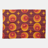 ミッドセンチュリースターバストのパターンレトロ円 キッチンタオル (横)