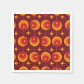 ミッドセンチュリースターバストのパターンレトロ円 スタンダードカクテルナプキン (正面)